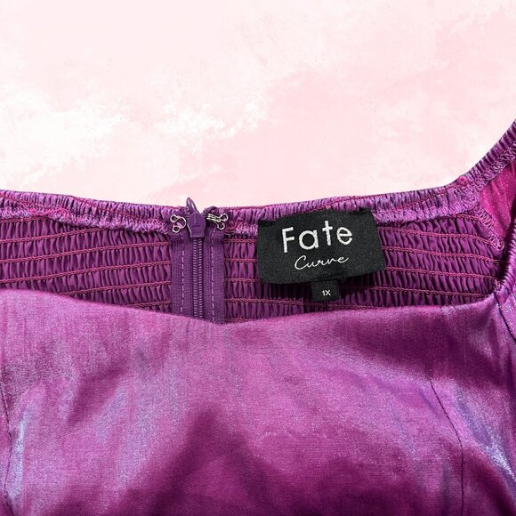 ✨ Fate Curve Metallic Puff Sleeve Mini Dress – Size 1X (fits more like 2x)✨ - Picture 5 of 5